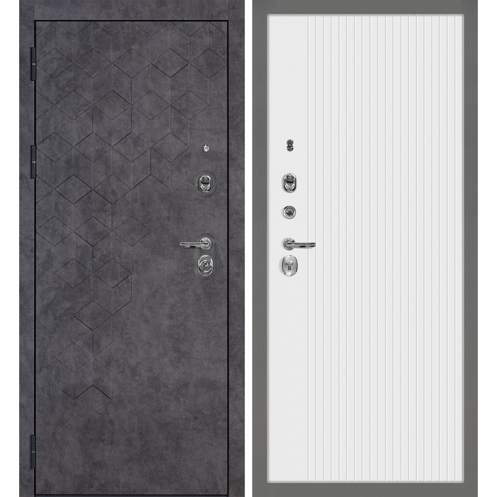 Дверь Скамбио Порте Тетра-126/PR-197 Бетон темный / Белый