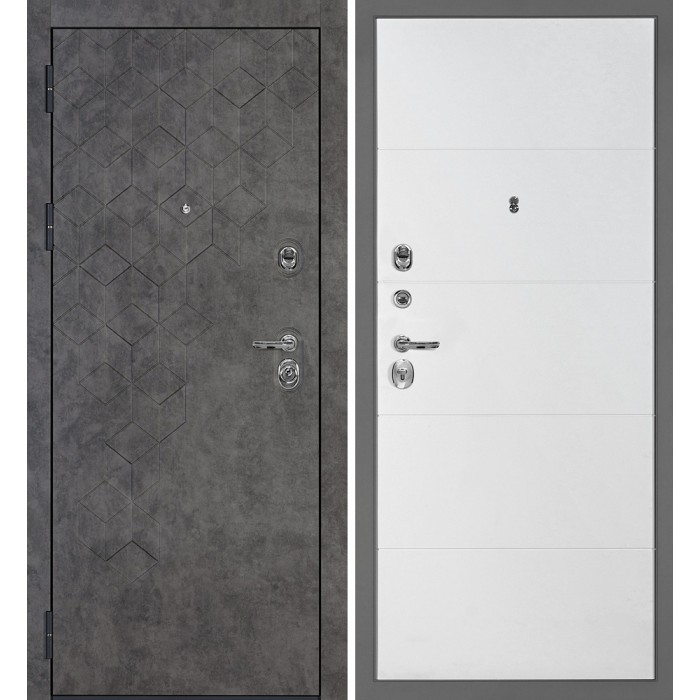 Дверь Скамбио Порте Тетра-126/PR-35 Бетон темный / Белый