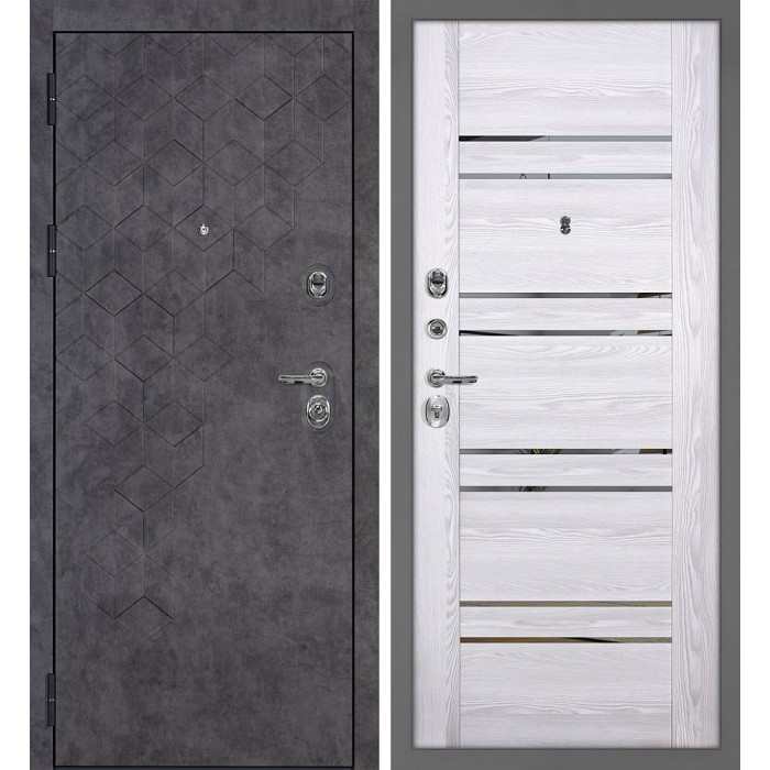 Дверь Скамбио Порте Тетра-126/PSK-1 Бетон темный / Ривьера айс