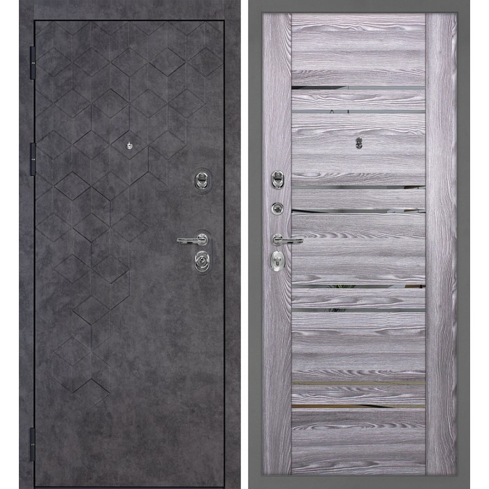 Дверь Скамбио Порте Тетра-126/PSK-1 Бетон темный / Ривьера грей