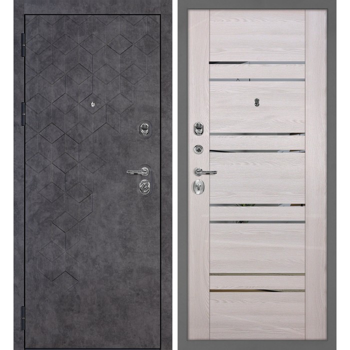 Дверь Скамбио Порте Тетра-126/PSK-1 Бетон темный / Ривьера крем