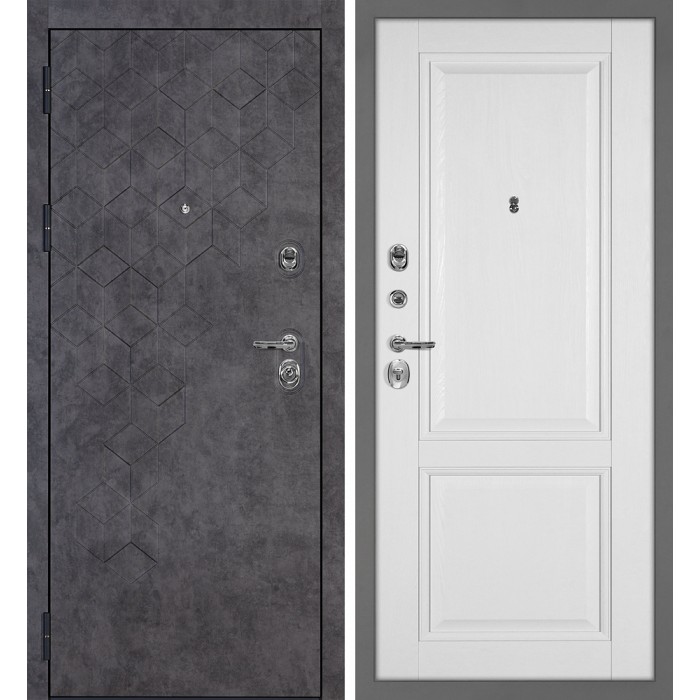 Дверь Скамбио Порте Тетра-126/PSU-28 Бетон темный / Белое дерево