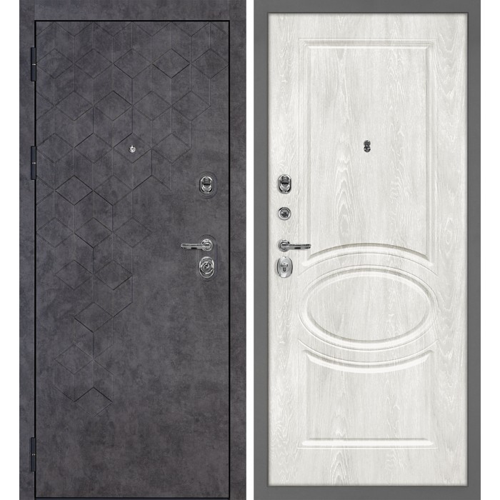 Дверь Скамбио Порте Тетра-126/Сиена-1 Бетон темный / Дуб жемчужный