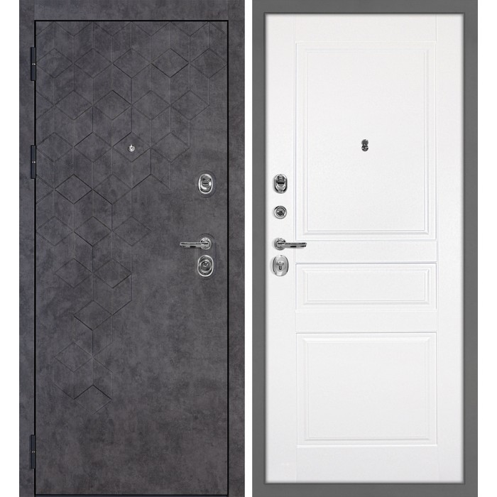 Дверь Скамбио Порте Тетра-126/Смальта-01 Бетон темный / Белый ral 9003