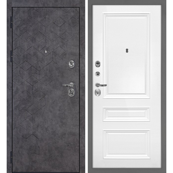 Дверь Скамбио Порте Тетра-126/Смальта-06 Бетон темный / Белый ral 9003