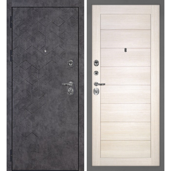 Дверь Скамбио Порте Тетра-126/Техно-708 Бетон темный / Сандал бежевый