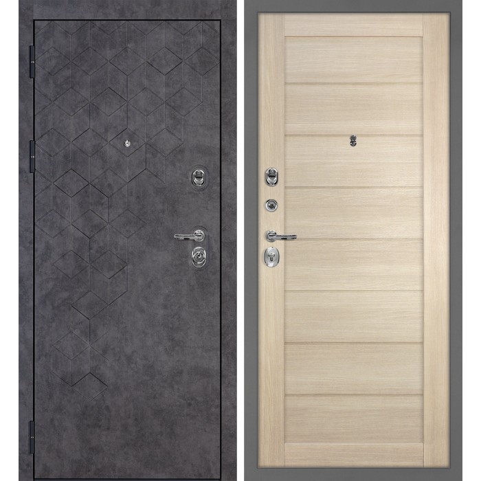 Дверь Скамбио Порте Тетра-126/Техно-708 Бетон темный / Капучино