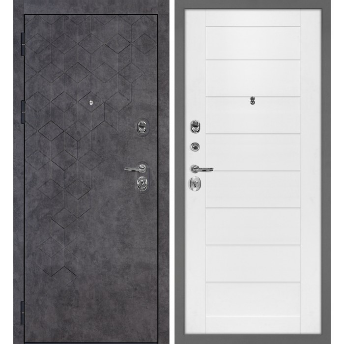 Дверь Скамбио Порте Тетра-126/Техно-708 Бетон темный / Белоснежный