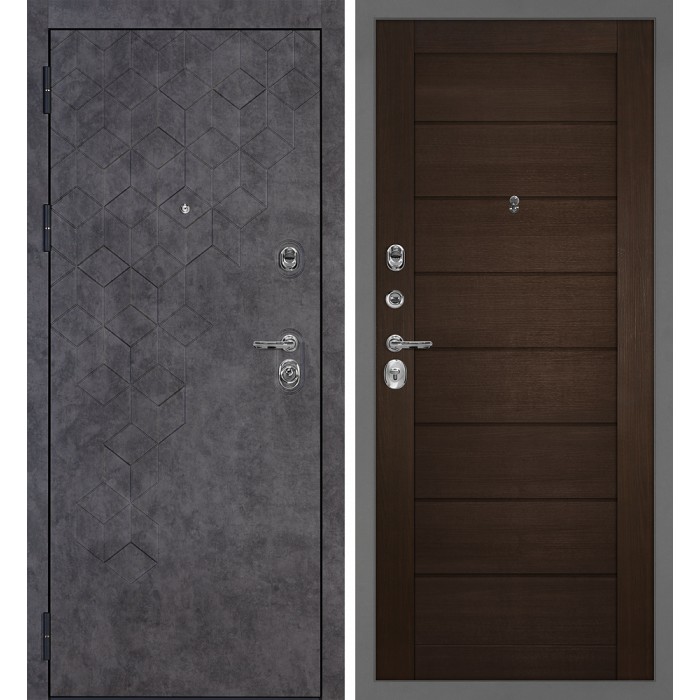 Дверь Скамбио Порте Тетра-126/Техно-708 Бетон темный / Венге