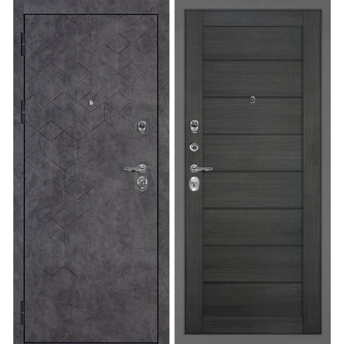 Дверь Скамбио Порте Тетра-126/Техно-708 Бетон темный / Грей