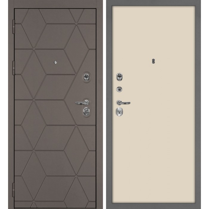 Дверь Скамбио Порте Тетра-181/Гладкая Коричнево-серый / Бежевый матовый
