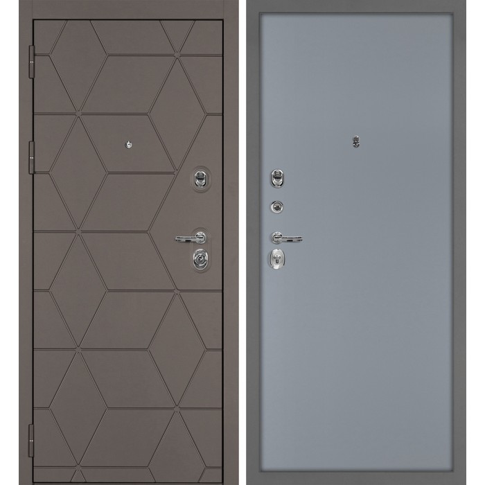 Дверь Скамбио Порте Тетра-181/Гладкая Коричнево-серый / Серый матовый