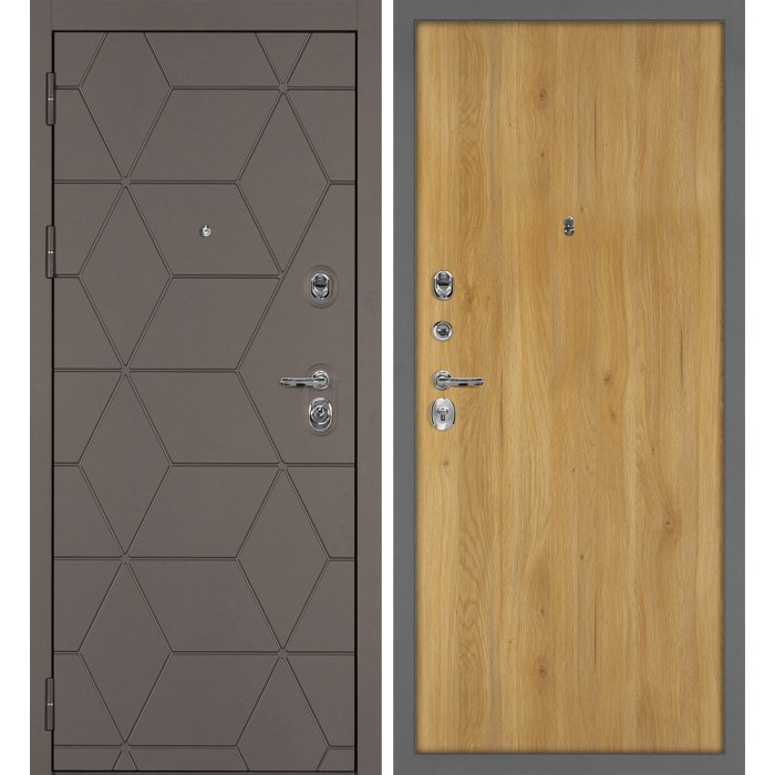 Дверь Скамбио Порте Тетра-181/Гладкая Коричнево-серый / Дуб золотистый