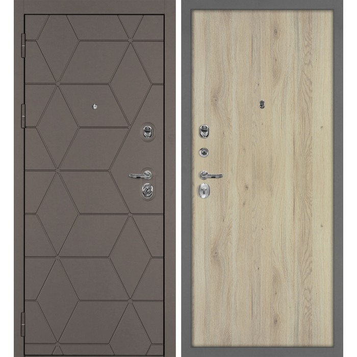 Дверь Скамбио Порте Тетра-181/Гладкая Коричнево-серый / Дуб молочный