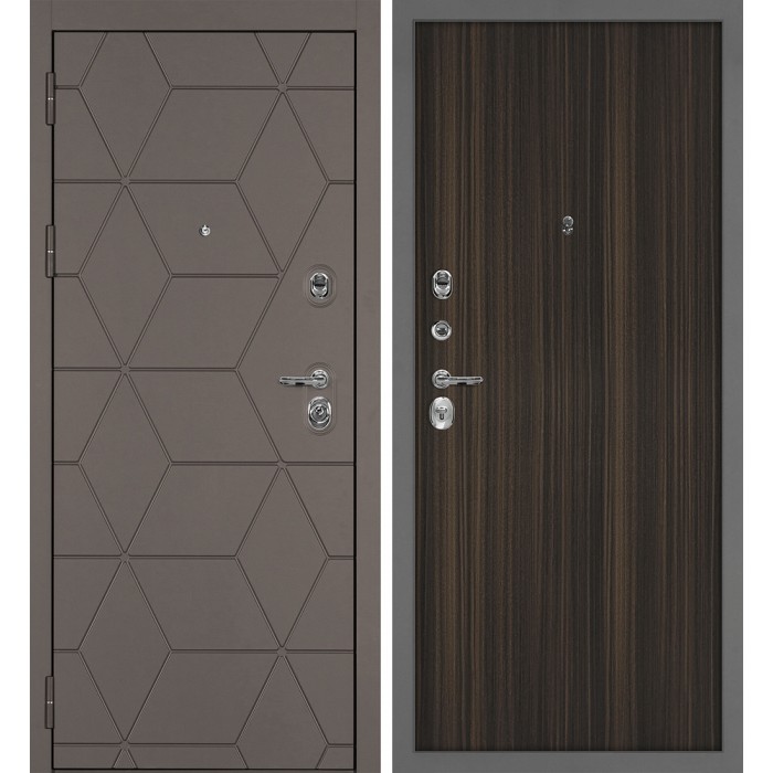 Дверь Скамбио Порте Тетра-181/Гладкая Коричнево-серый / Эвкалипт африканский