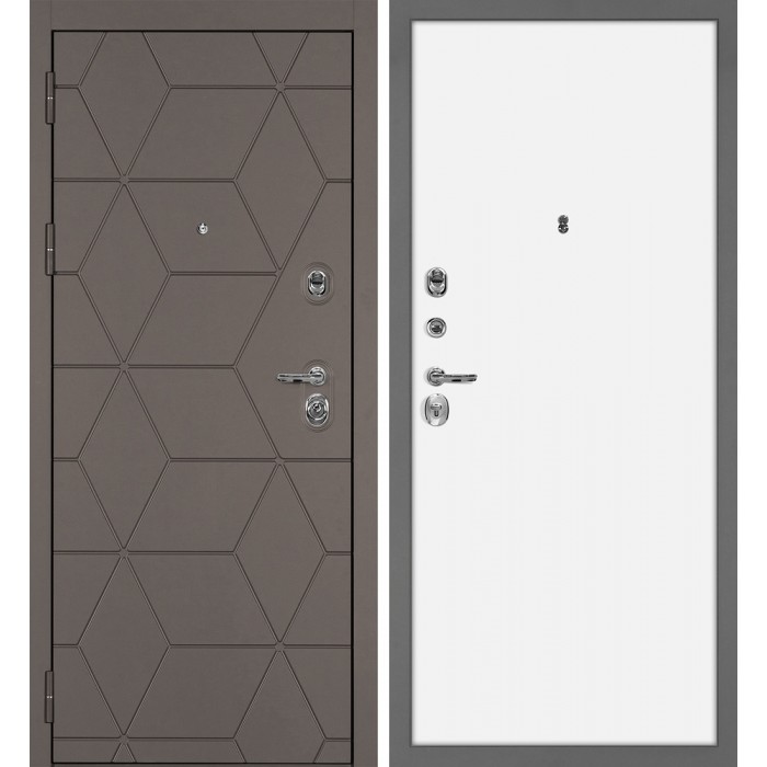 Дверь Скамбио Порте Тетра-181/INVISIBLE Коричнево-серый / Белый грунт