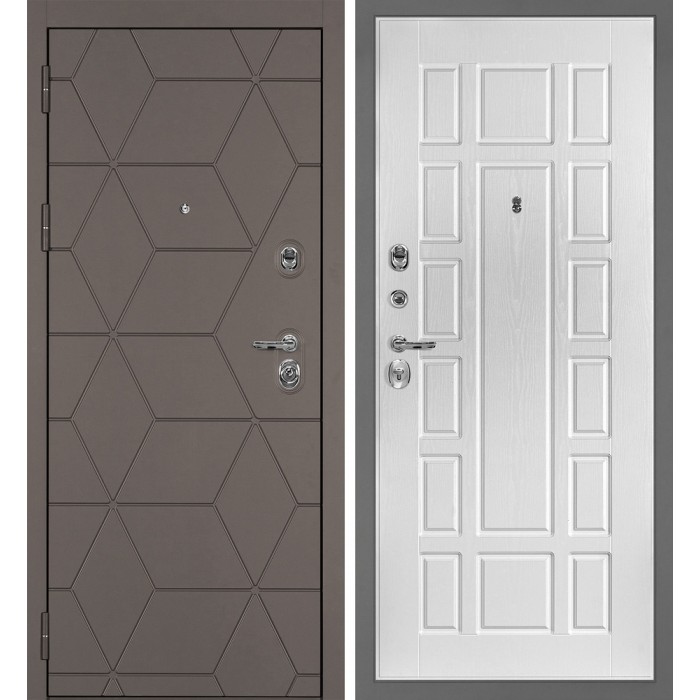 Дверь Скамбио Порте Тетра-181/PR-124 Коричнево-серый / белый ясень