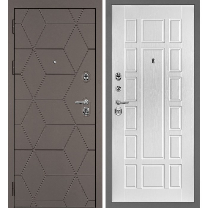 Дверь Скамбио Порте Тетра-181/PR-124 Коричнево-серый / Сандал белый