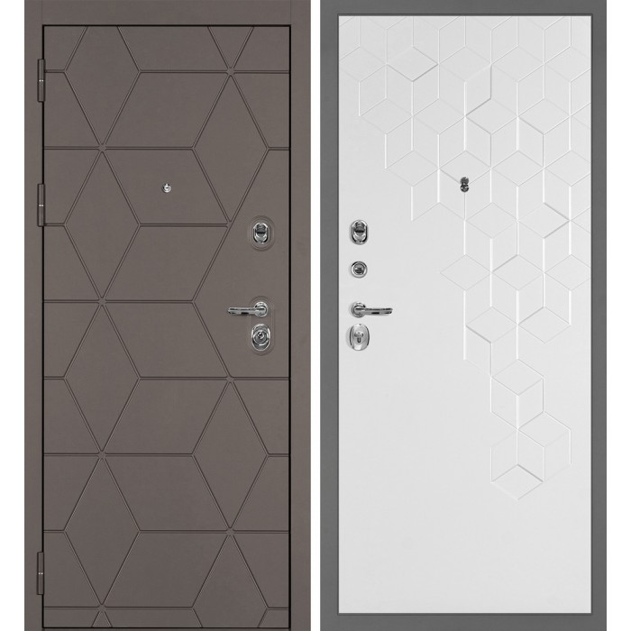 Дверь Скамбио Порте Тетра-181/PR-126 Коричнево-серый / Белый
