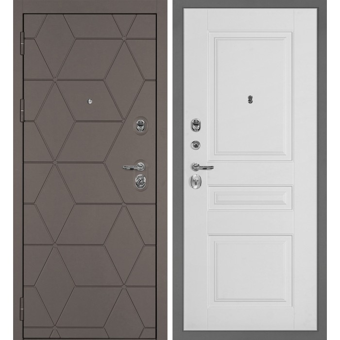 Дверь Скамбио Порте Тетра-181/PR-150 Коричнево-серый / Белый