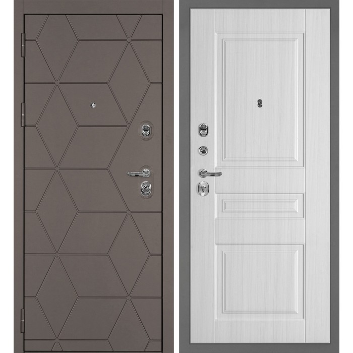 Дверь Скамбио Порте Тетра-181/PR-150 Коричнево-серый / Сандал белый