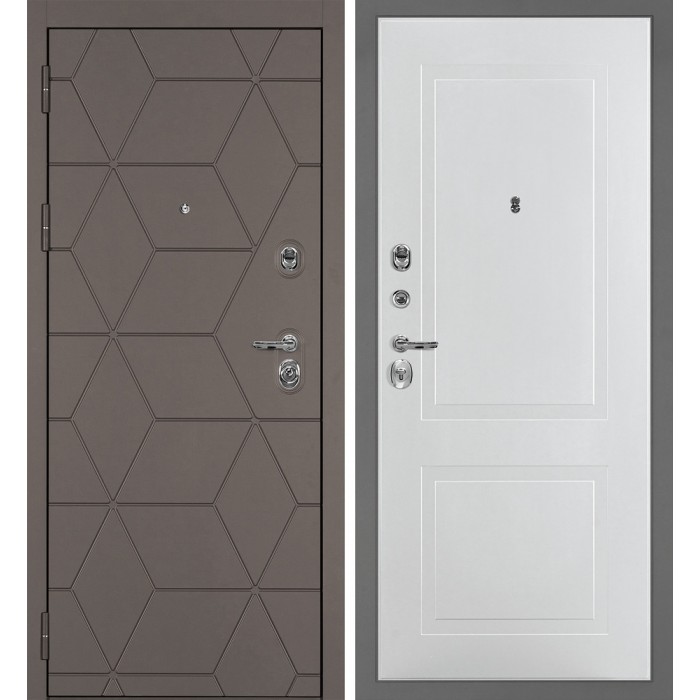 Дверь Скамбио Порте Тетра-181/PR-167 Коричнево-серый / Белый