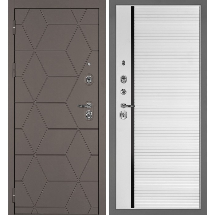 Дверь Скамбио Порте Тетра-181/PR-173 Коричнево-серый / Белый