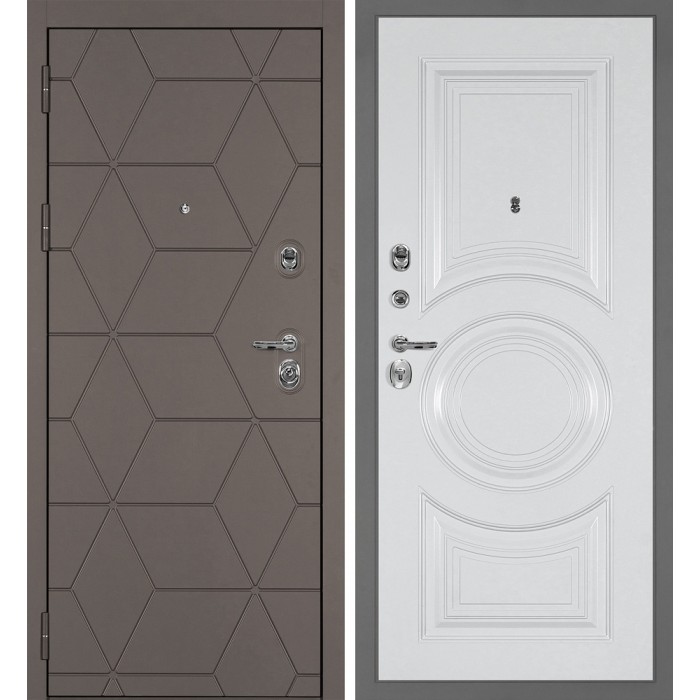 Дверь Скамбио Порте Тетра-181/PR-177 Коричнево-серый / Белый