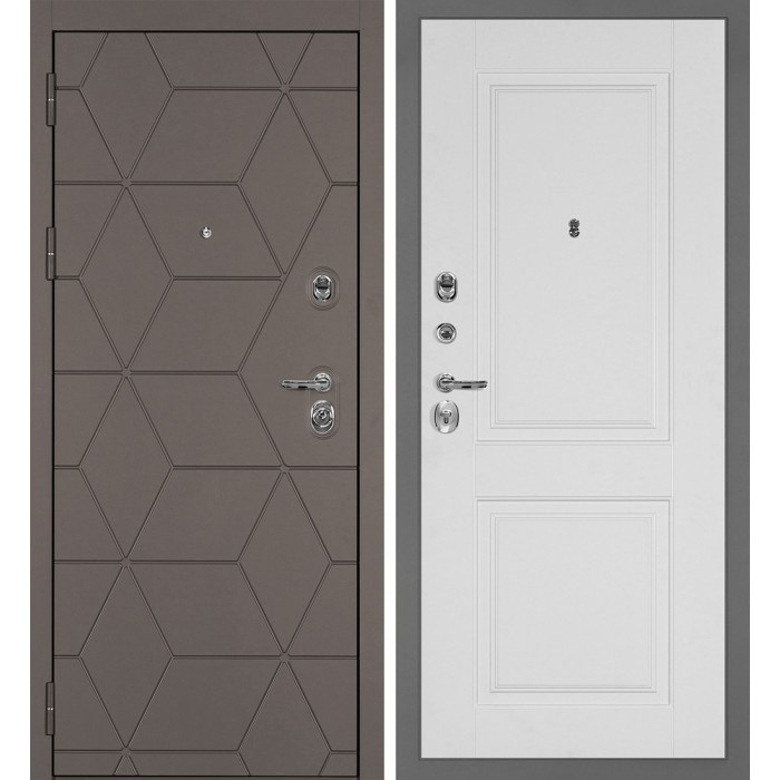 Дверь Скамбио Порте Тетра-181/PR-180 Коричнево-серый / Белый