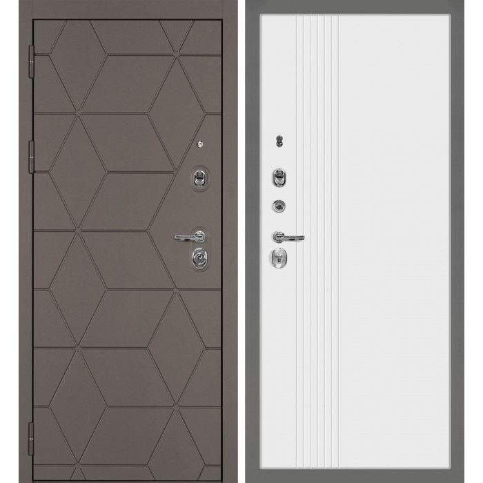Дверь Скамбио Порте Тетра-181/PR-216 Коричнево-серый / Белый