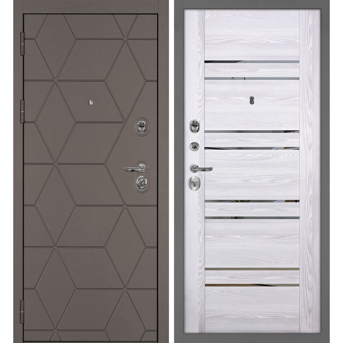 Дверь Скамбио Порте Тетра-181/PSK-1 Коричнево-серый / Ривьера айс