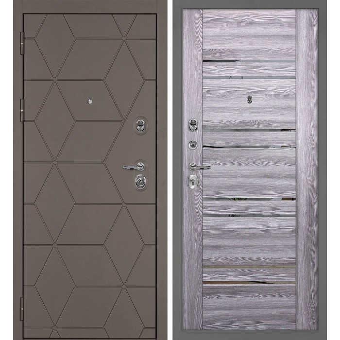 Дверь Скамбио Порте Тетра-181/PSK-1 Коричнево-серый / Ривьера грей