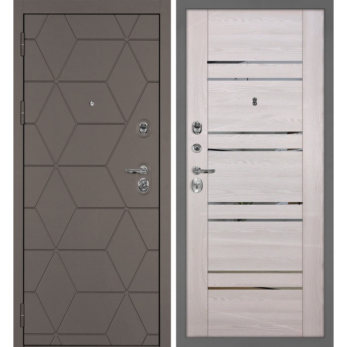 Дверь Скамбио Порте Тетра-181/PSK-1 Коричнево-серый / Ривьера крем