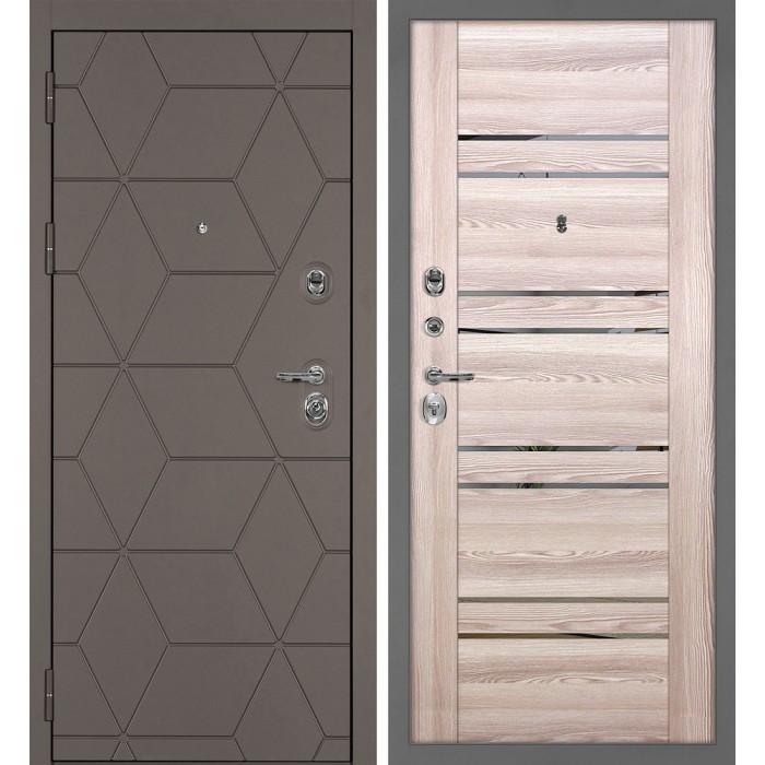 Дверь Скамбио Порте Тетра-181/PSK-1 Коричнево-серый / Ривьера крен-экрю