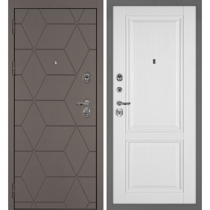 Дверь Скамбио Порте Тетра-181/PSU-28 Коричнево-серый / Белое дерево