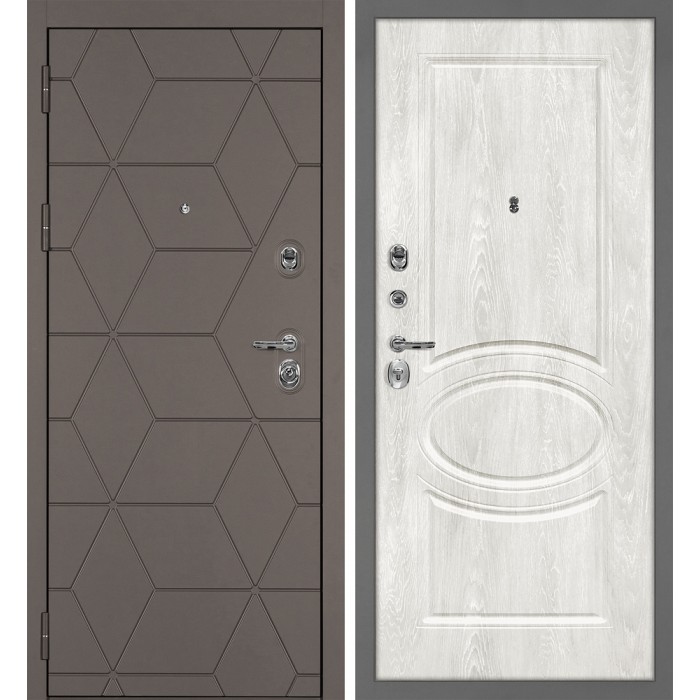 Дверь Скамбио Порте Тетра-181/Сиена-1 Коричнево-серый / Дуб жемчужный