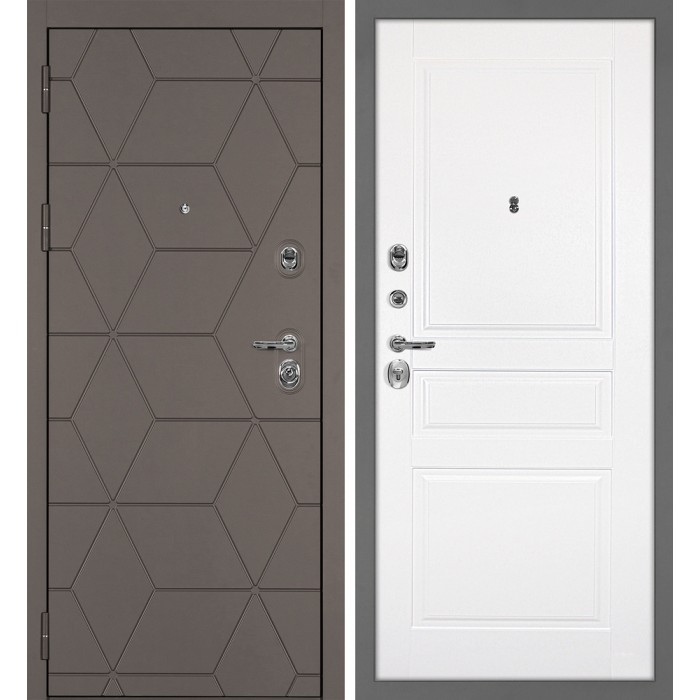 Дверь Скамбио Порте Тетра-181/Smalta-01 Коричнево-серый / Белый ral 9003