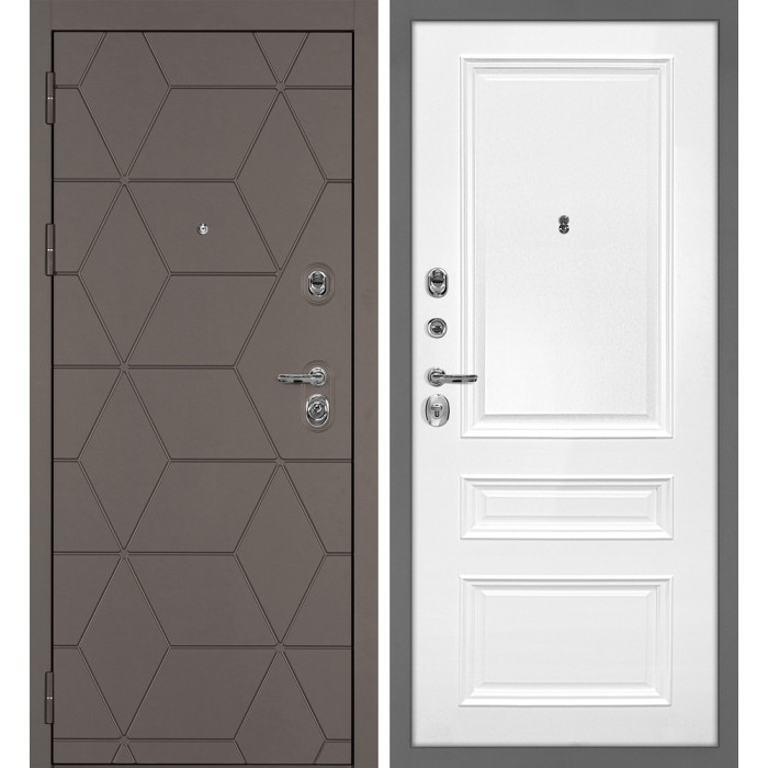 Дверь Скамбио Порте Тетра-181/Smalta-06 Коричнево-серый / Белый ral 9003