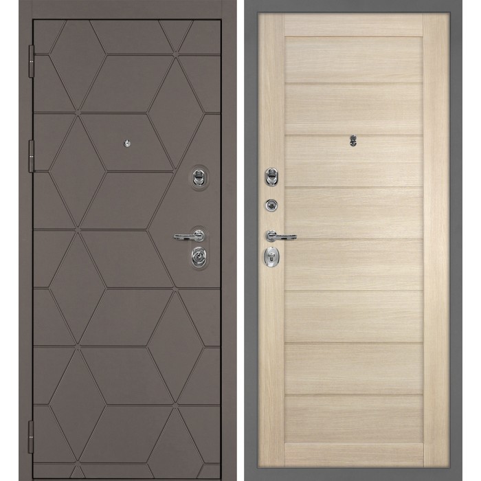 Дверь Скамбио Порте Тетра-181/Техно-708 Коричнево-серый / Капучино