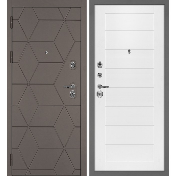 Дверь Скамбио Порте Тетра-181/Техно-708 Коричнево-серый / Белоснежный