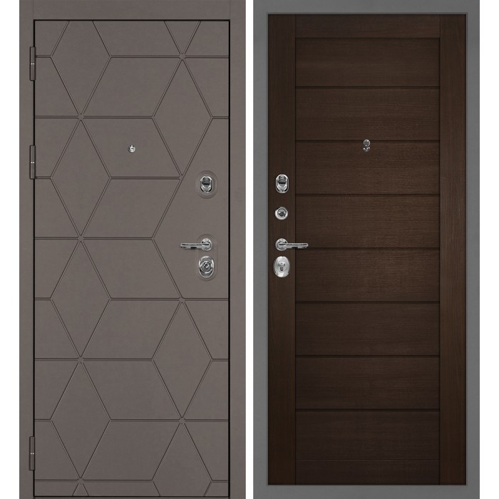 Дверь Скамбио Порте Тетра-181/Техно-708 Коричнево-серый / Венге