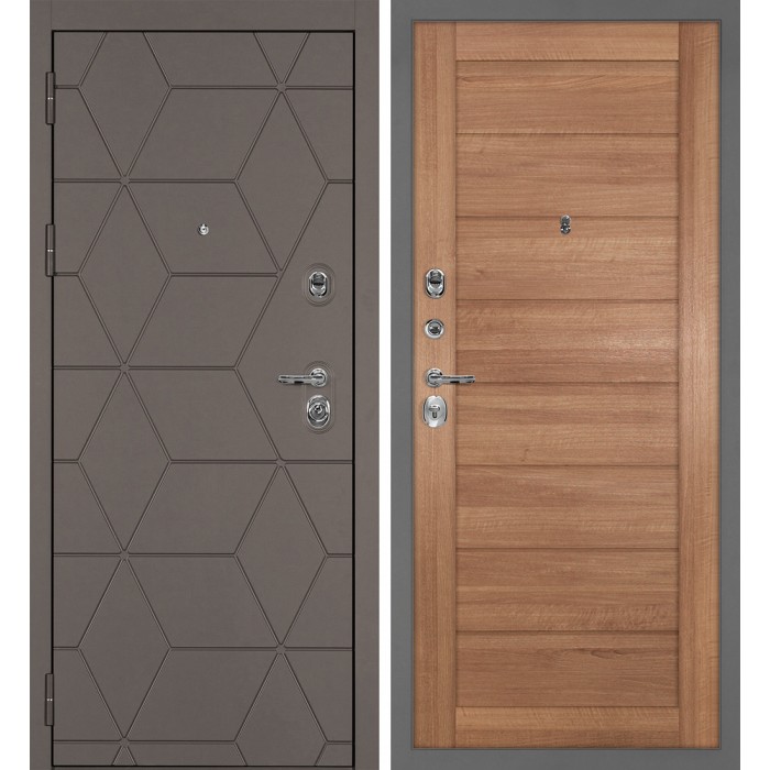 Дверь Скамбио Порте Тетра-181/Техно-708 Коричнево-серый / Миндаль