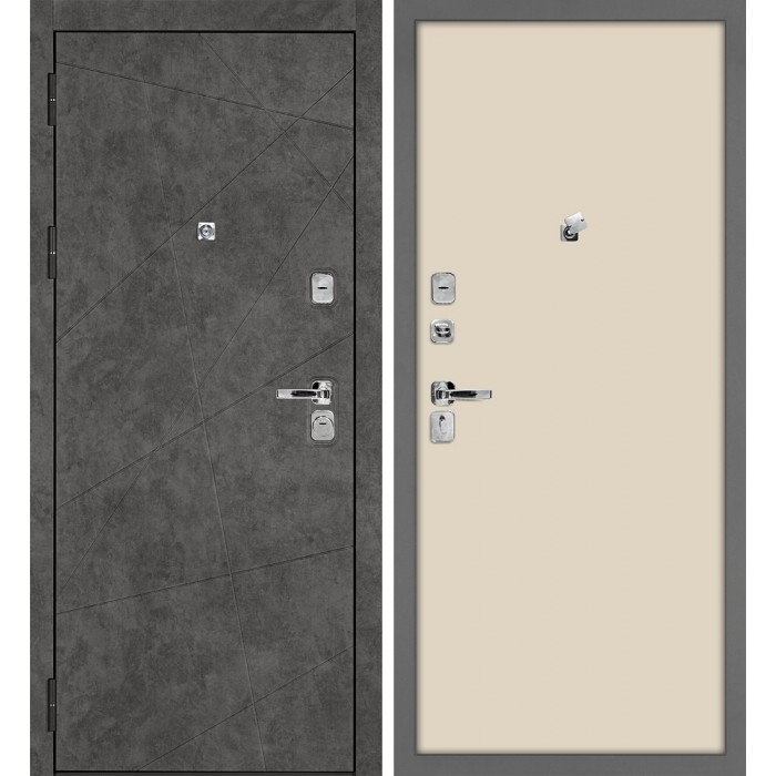 Дверь Скамбио Порте Урбан-127/Гладкая Бетон темный / Бежевый матовый