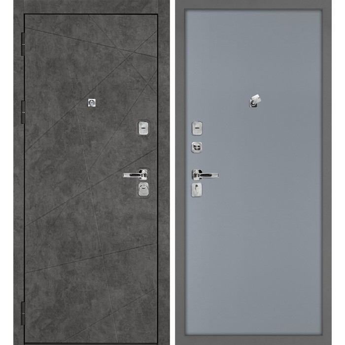 Дверь Скамбио Порте Урбан-127/Гладкая Бетон темный / Серый матовый