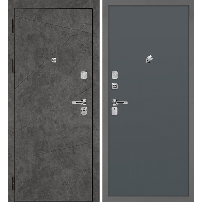 Дверь Скамбио Порте Урбан-127/Гладкая Бетон темный / Графит матовый