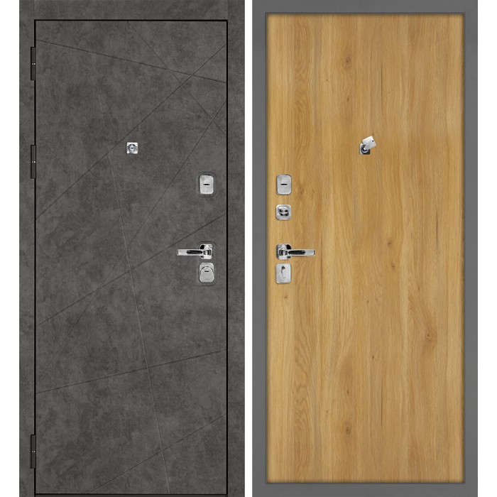 Дверь Скамбио Порте Урбан-127/Гладкая Бетон темный / Дуб золотистый
