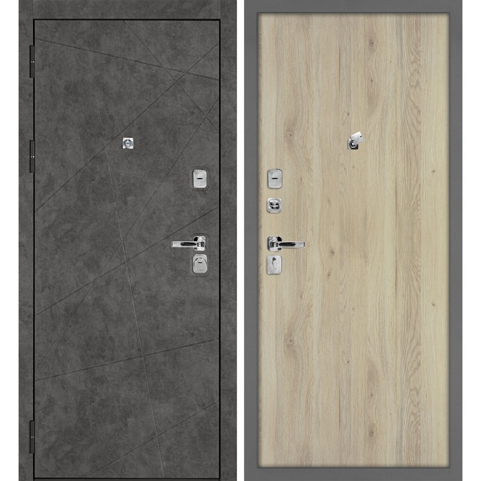 Дверь Скамбио Порте Урбан-127/Гладкая Бетон темный / Дуб молочный