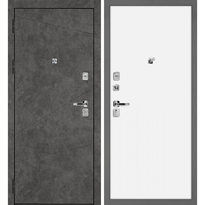 Дверь Скамбио Порте Урбан-127/INVISIBLE Бетон темный / Белый грунт