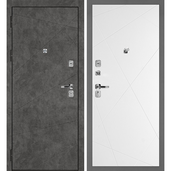 Дверь Скамбио Порте Урбан-127/PR-103 Бетон темный / Белый