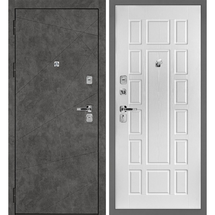 Дверь Скамбио Порте Урбан-127/PR-124 Бетон темный / белый ясень